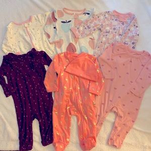 Baby girl sleepers (Carter’s, Gerber, Lullaby)